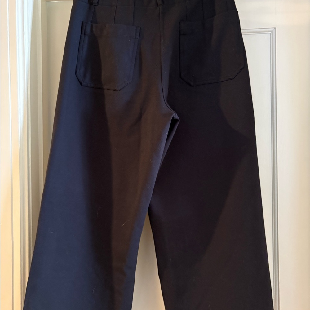 Quince Navy Blue Stretch Wide Leg Cropped Pants - Picture 7 of 10